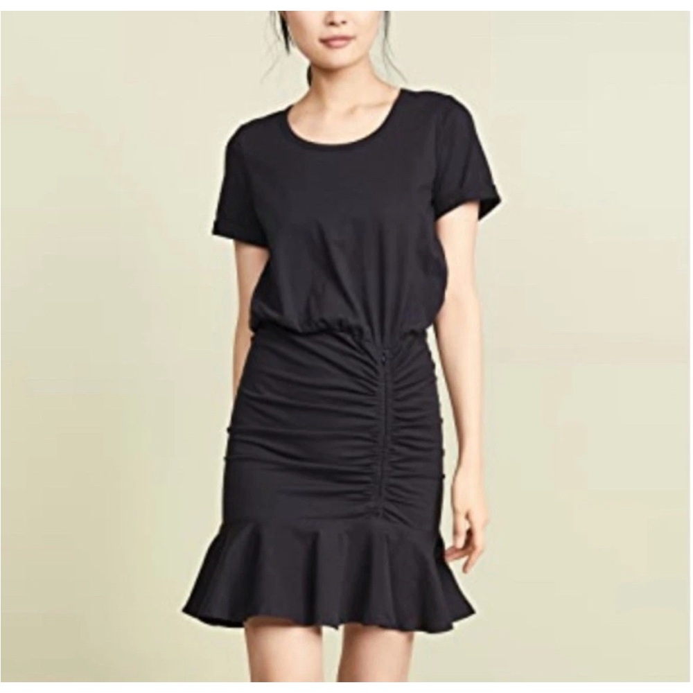Veronica Beard NWT Black Pima Ruched High Twist Mini Flounce Dress XS $298